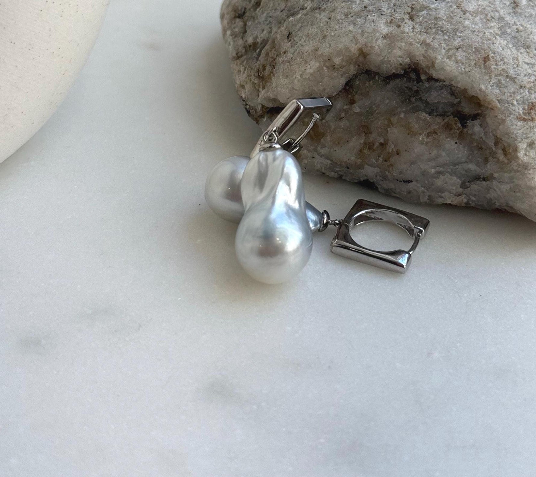 Elly’s Australian south sea ocean white silver Pearls dazzling earrings hoops: Extreme luster mirrored, To 20.7mm, s925 silver earrings. gift for her