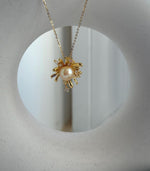 Elly’s 8.8mm South sea gold iridescent Pearl Fireworks Pendant: Extreme luster mirrored, 2.3cm high, S925 silver Pendant with silver chain.gift for her birthday