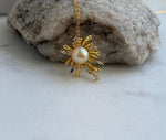 Elly’s 8.8mm South sea gold iridescent Pearl Fireworks Pendant: Extreme luster mirrored, 2.3cm high, S925 silver Pendant with silver chain.
