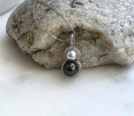 Elly’s Double blue silver Akoya Black platinum Tahitian pearls Pendant: 6.3-8.3mm, 2.5cm high, Extreme luster, S925 Silver gourd pendant. gift for her