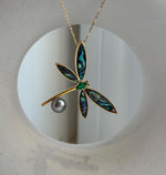 Elly’s 8.5mm Tahitian platinum Ocean Dragonfly Brooch Pendant 2in1: Extreme Luster mirrored, 4.5x4cm, S925 silver chain not included.