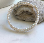 Hui Elly’s Double layers adjustable Bracelet 4.2-4.4mm white small pearls:   extremely luster mirrored, 6.5cm dia. gift for her daily office bracelet