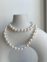 Elly’s 7.1-7.5mm 58pcs Akoya off white ocean pearls necklace:Extreme luster mirrored, knotted, 18.3”, S925 silver necklace strand. gift for her holiday