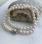Elly’s 7.1-7.5mm 58pcs Akoya off white ocean pearls necklace:Extreme luster mirrored, knotted, 18.3”, S925 silver necklace strand. gift for her holiday