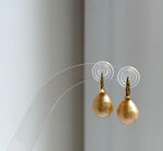 Elly’s 9.6mm South sea deep golden ocean Pearls Earrings: Strong luster, 2cm high, S925 silver cool earrings. gift for her