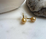 Elly’s 9.6mm South sea deep golden ocean Pearls Earrings: Strong luster, 2cm high, S925 silver cool earrings. gift for her anniversary