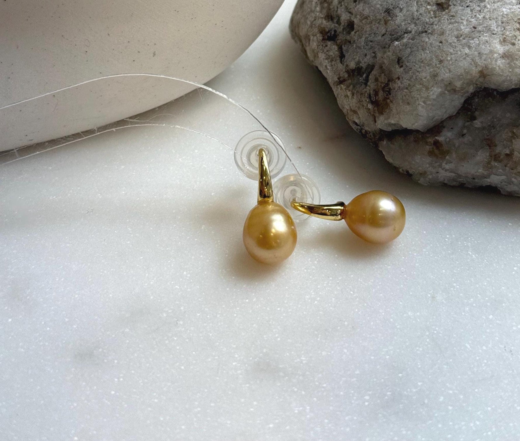 Elly’s 9.6mm South sea deep golden ocean Pearls Earrings: Strong luster, 2cm high, S925 silver cool earrings. gift for her anniversary