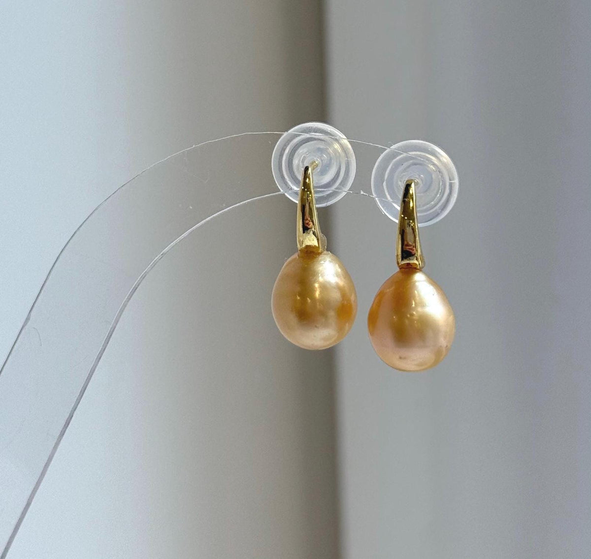 Elly’s 9.6mm South sea deep golden ocean Pearls Earrings: Strong luster, 2cm high, S925 silver cool earrings. gift for her daily office earrings