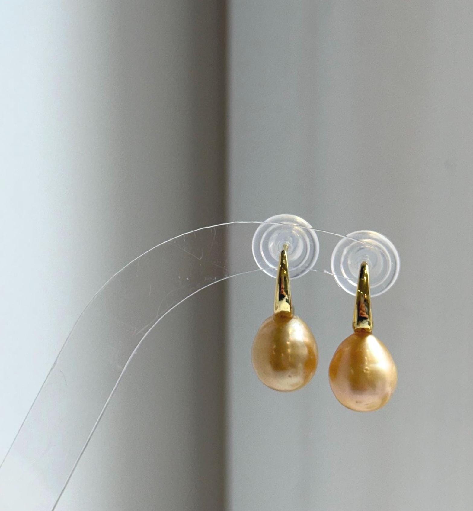 Elly’s 9.6mm South sea deep golden ocean Pearls Earrings: Strong luster, 2cm high, S925 silver cool earrings. gift for her