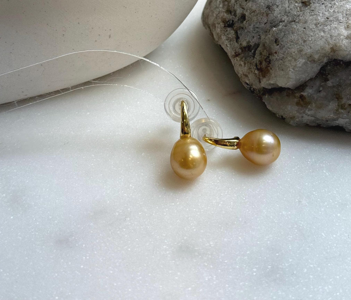 Elly’s 9.6mm South sea deep golden ocean Pearls Earrings: Strong luster, 2cm high, S925 silver cool earrings. gift for her