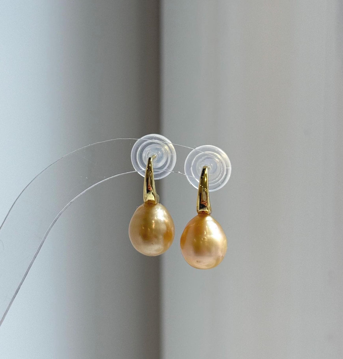 Elly’s 9.6mm South sea deep golden ocean Pearls Earrings: Strong luster, 2cm high, S925 silver cool earrings. gift for her