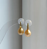 Elly’s 9.6mm South sea deep golden ocean Pearls Earrings: Strong luster, 2cm high, S925 silver cool earrings. gift for her