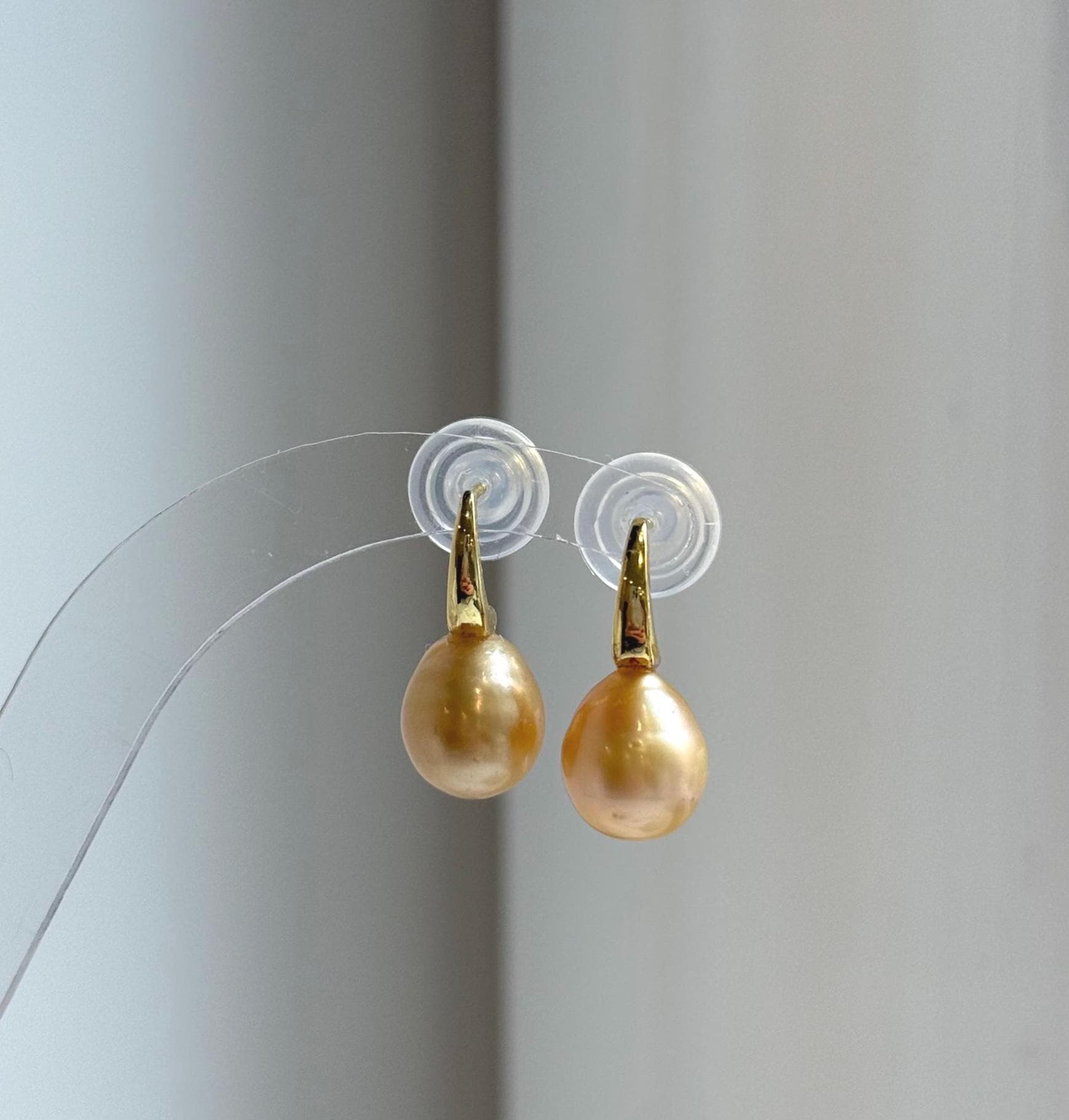 Elly’s 9.6mm South sea deep golden ocean Pearls Earrings: Strong luster, 2cm high, S925 silver cool earrings. gift for her