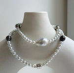Elly’s Australian white Tahitian ocean pearls necklace: Extreme luster mirrored, to 12.5mm, s925 silver necklace.gift for her