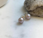 Elly’s 5A 11.4mm Edison Rose Pearls Earrings studs: Extreme luster Mirrored, S925 silver Classic earrings studs with zircon. gift for her