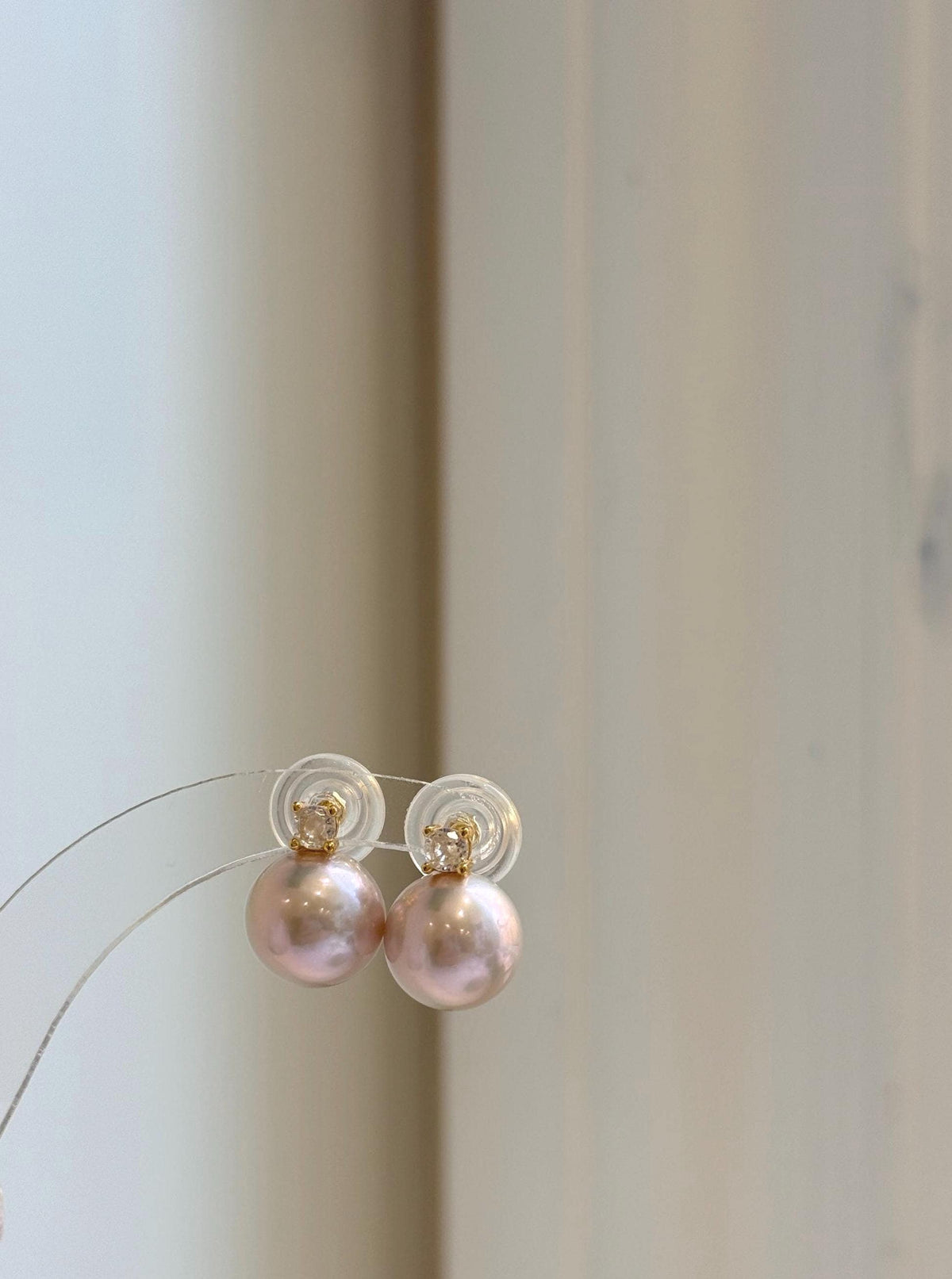 Elly’s 5A 11.4mm Edison Rose Pearls Earrings studs: Extreme luster Mirrored, S925 silver Classic earrings studs with zircon. gift for her