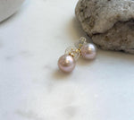 Elly’s 5A 11.4mm Edison Rose Pearls Earrings studs: Extreme luster Mirrored, S925 silver Classic earrings studs with zircon. gift for her