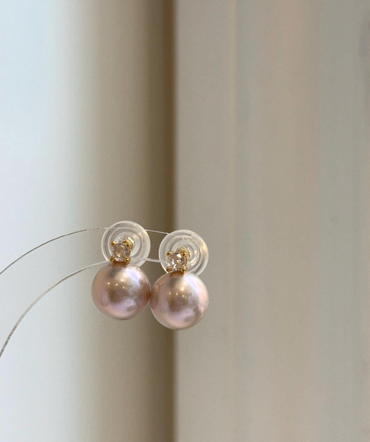 Elly’s 5A 11.4mm Edison Rose Pearls Earrings studs: Extreme luster Mirrored, S925 silver Classic earrings studs with zircon. gift for her retirement
