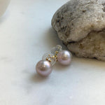Elly’s 5A 11.4mm Edison Rose Pearls Earrings studs: Extreme luster Mirrored, S925 silver Classic earrings studs with zircon. gift for her