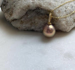 Elly’s 12.6mm Edison Metallic rose gold Pearl Pendant: Extreme luster mirrored, 2.3cm, s925 silver minimalist pendant necklace set.daily office pearl pendant