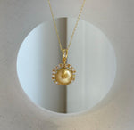 Elly’s 12mm South Sea deep Tea gold Ocean Pearl pendant: Extreme luster mirrored, 2.1cm high, S925 silver pendant chain set. gift for her
