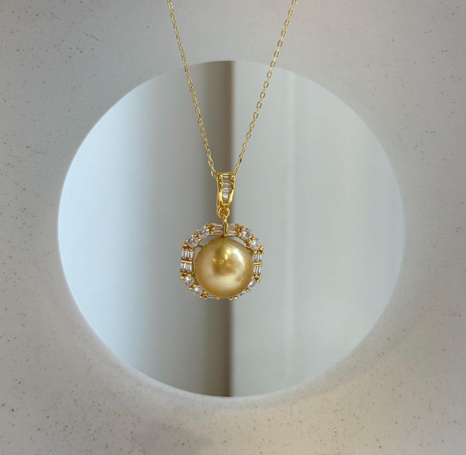 Elly’s 12mm South Sea deep Tea gold Ocean Pearl pendant: Extreme luster mirrored, 2.1cm high, S925 silver pendant chain set. gift for her
