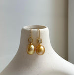 Elly’s 11.3mm South sea deep golden ocean Pearls Earrings hooks: Extreme luster mirrored, 3.3cm high, S925 silver earrings. gift for her birthday high quality golden pearl earrings