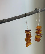 Elly’s Natural Amber Earring Chandeliers, Vintage design, 7cm high. S925 silver earrings.