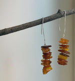 Elly’s Natural Amber Earring Chandeliers, Vintage design, 7cm high. S925 silver earrings.