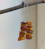 Elly’s Natural Amber Earring Chandeliers, Vintage design, 7cm high. S925 silver earrings.
