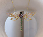Elly’s Tahitian peacock purple Ocean Pearl dragonfly Brooch pendant 2in1: Extreme luster mirrored, 8.6mm, 6.2x4.4cm, gift for her anniversary