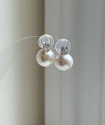 Elly’s 11.4mm Edison White Pearls Earrings: Extreme luster Mirrored, 1.5cm high, S925 silver earrings studs. high quality daily office white pearls earrings