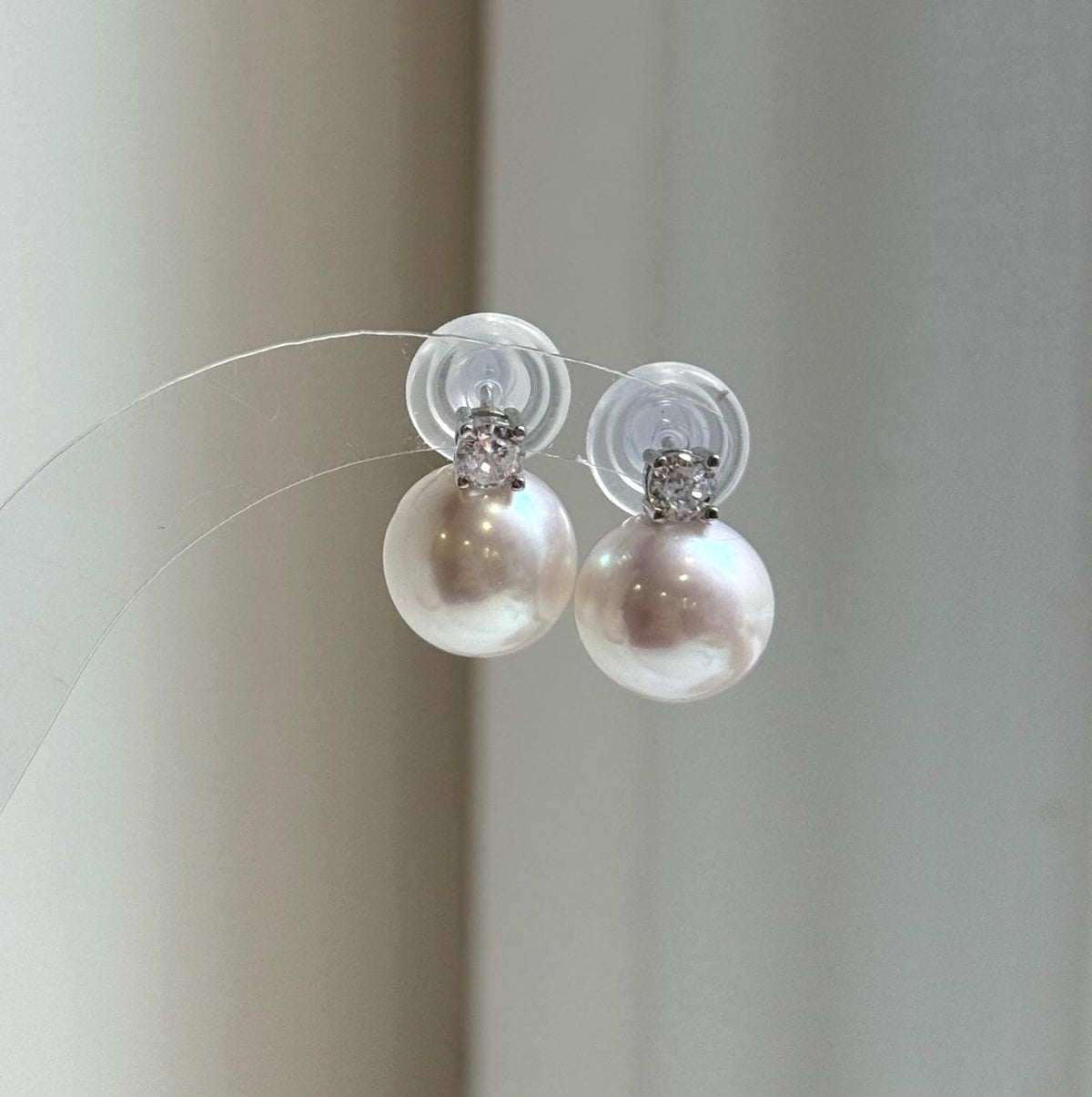 Elly’s 11.4mm Edison White Pearls Earrings: Extreme luster Mirrored, 1.5cm high, S925 silver earrings studs. high quality daily office white pearls earrings