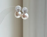 Elly’s 11.4mm Edison White Pearls Earrings: Extreme luster Mirrored, 1.5cm high, S925 silver earrings studs. high quality daily office white pearls earrings