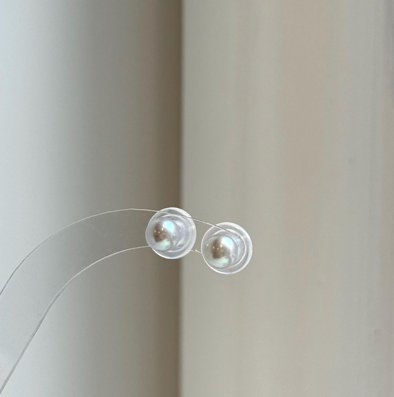 Elly’s 6.3mm Akoya ocean Natural Blue silver pearls earings: Extreme luster mirrored, s925 silver minimalist earrings studs.high quality daily office blue pearls earrings studs