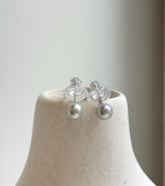 Elly’s 6.3mm Akoya ocean Natural Blue silver pearls earings: Extreme luster mirrored, s925 silver minimalist earrings studs.high quality daily office blue pearls earrings studs