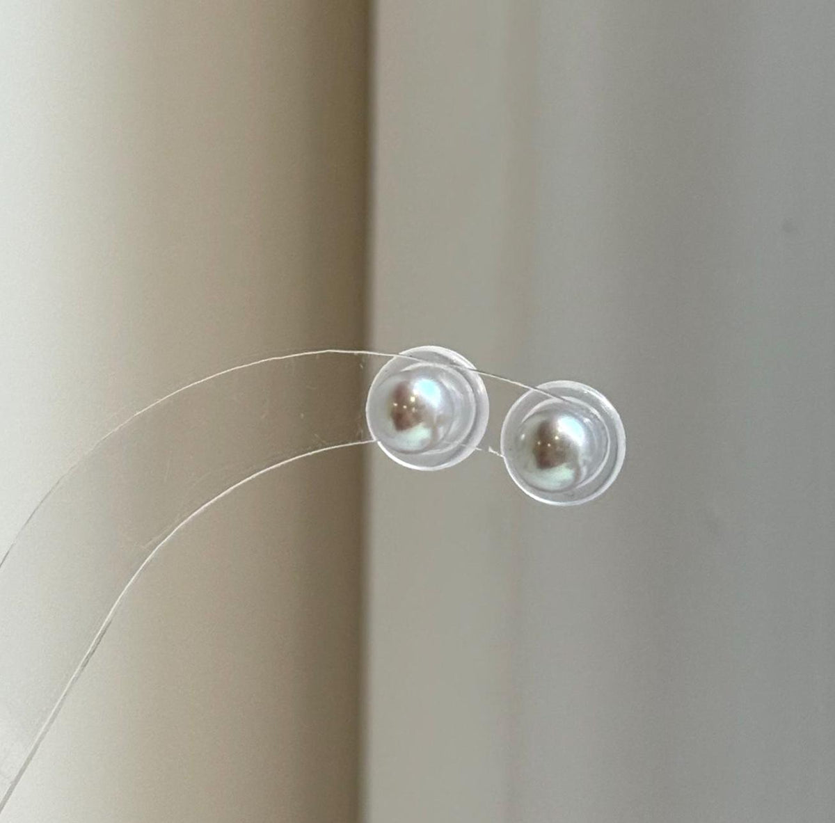 Elly’s 6.3mm Akoya ocean Natural Blue silver pearls earings: Extreme luster mirrored, s925 silver minimalist earrings studs.high quality daily office blue pearls earrings studs