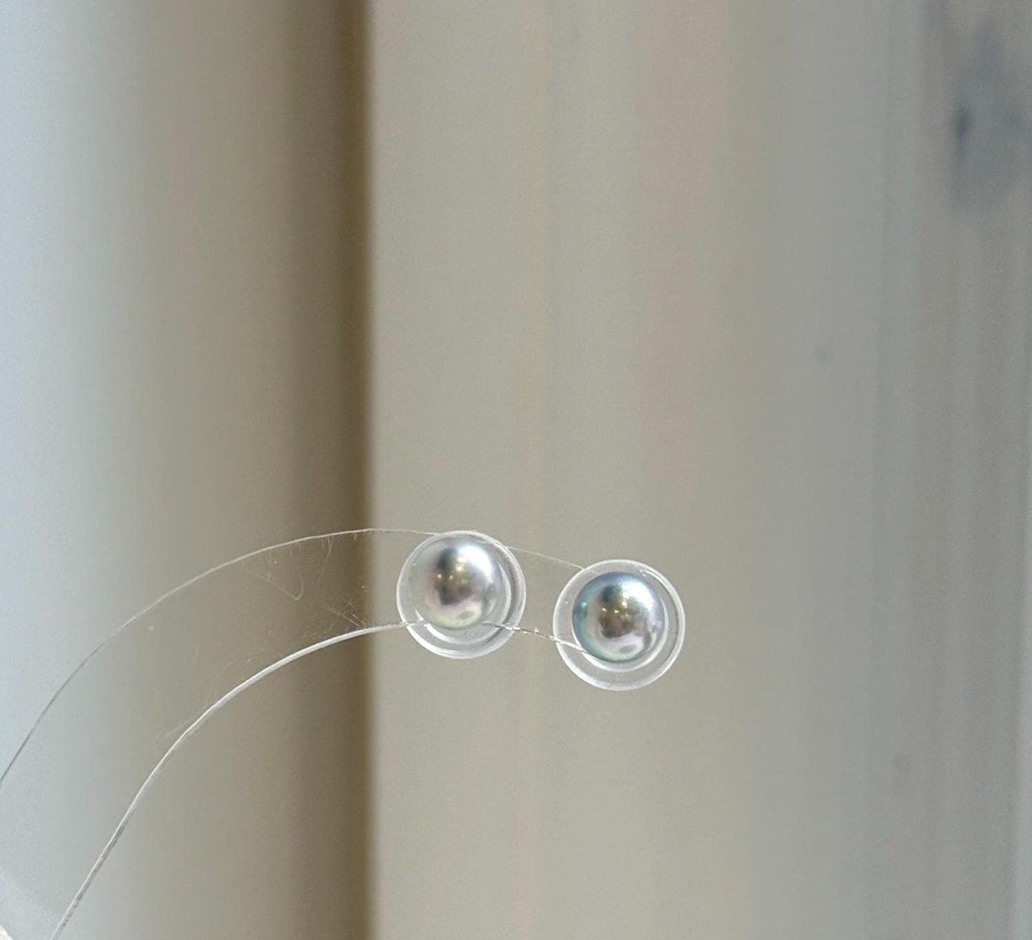 Elly’s 6.7mm Akoya ocean Natural Blue silver pearls earings: Extreme luster mirrored, s925 silver minimalist earrings studs. gift for her