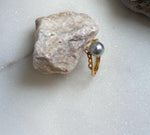 Elly’s 7.3mm Akoya blue silver ocean pearl Ring: Extreme luster mirrored, s925 silver adjustable ring. Pearl Jewelry Idea. gift for her high quality pearl ring