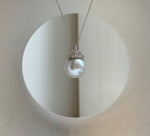Elly’s 14.1mm Huge Edison Blue silver Pearl princess Pendant: Extreme luster, 2.2cm, s925 silver minimalist pendant necklace set. gift for her birthday anniversary daily office high quality huge pearl pendant