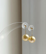 Elly’s Au750 18K gold South sea golden ocean pearls Earrings: Extreme luster mirrored, 11.1mm, 2.1cm,18k real gold earrings chandeliers. real gold pearls golden earrings high quality elegant gift for her statement