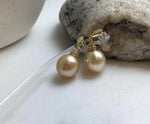 Elly’s 12.2mm South sea golden ocean Pearls Earrings: Extreme luster mirrored, 2.9cm high, S925 silver earrings chandeliers. gift for her daily golden pearls earrings