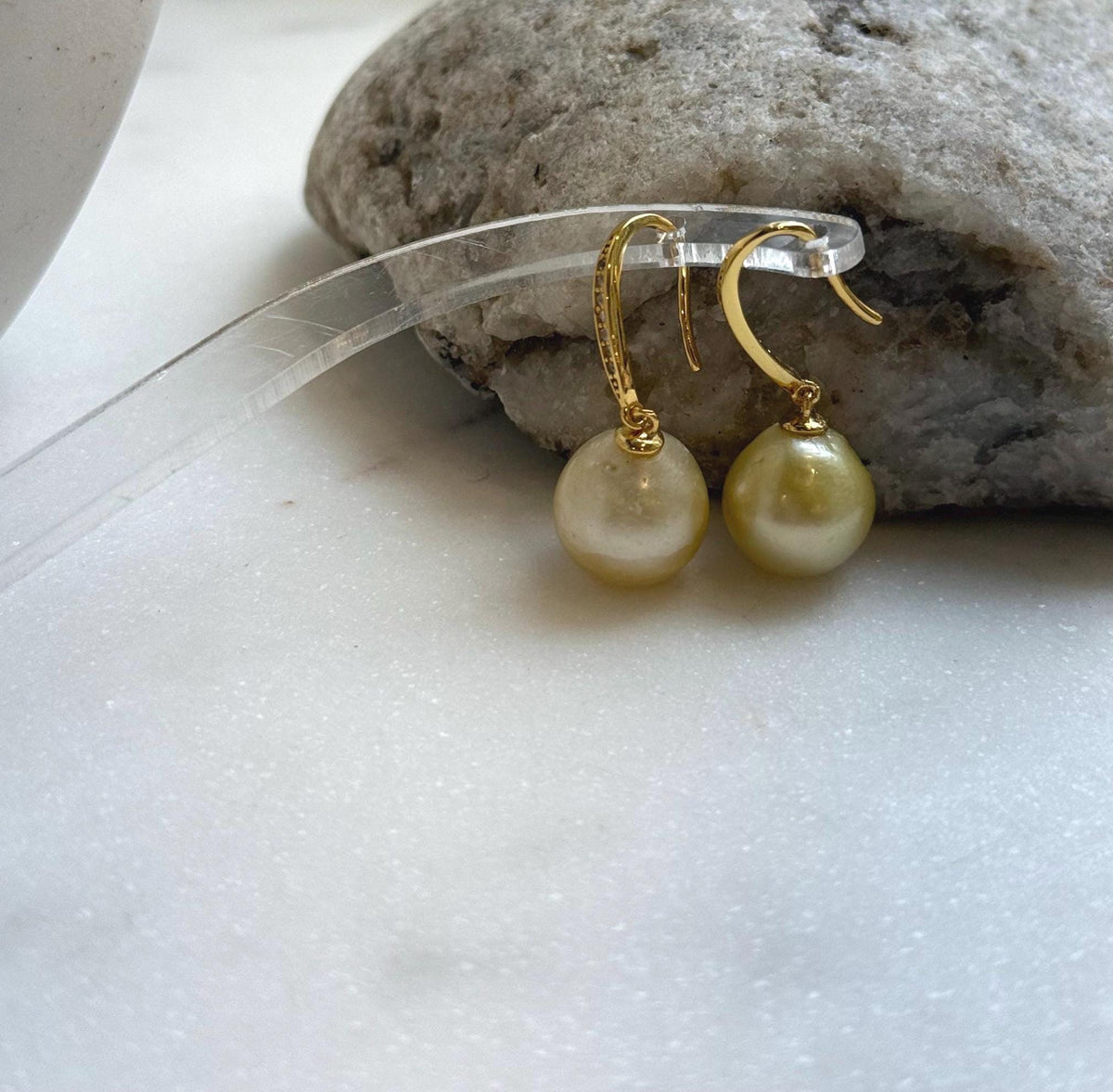 Elly’s 11.2mm Genius South sea golden ocean Pearls Earrings hooks: Extreme luster mirrored, 2.9cm high, S925 silver earrings. daily office golden pearls earrings