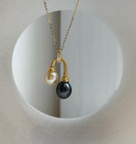 Elly’s Double South sea Golden Black platinum Tahitian pearls Pendant: 9.1-10.3mm, 1.7x3cm, Extreme luster, S925 Silver Cool pendant. high quality golden black pearls pendant gift for her