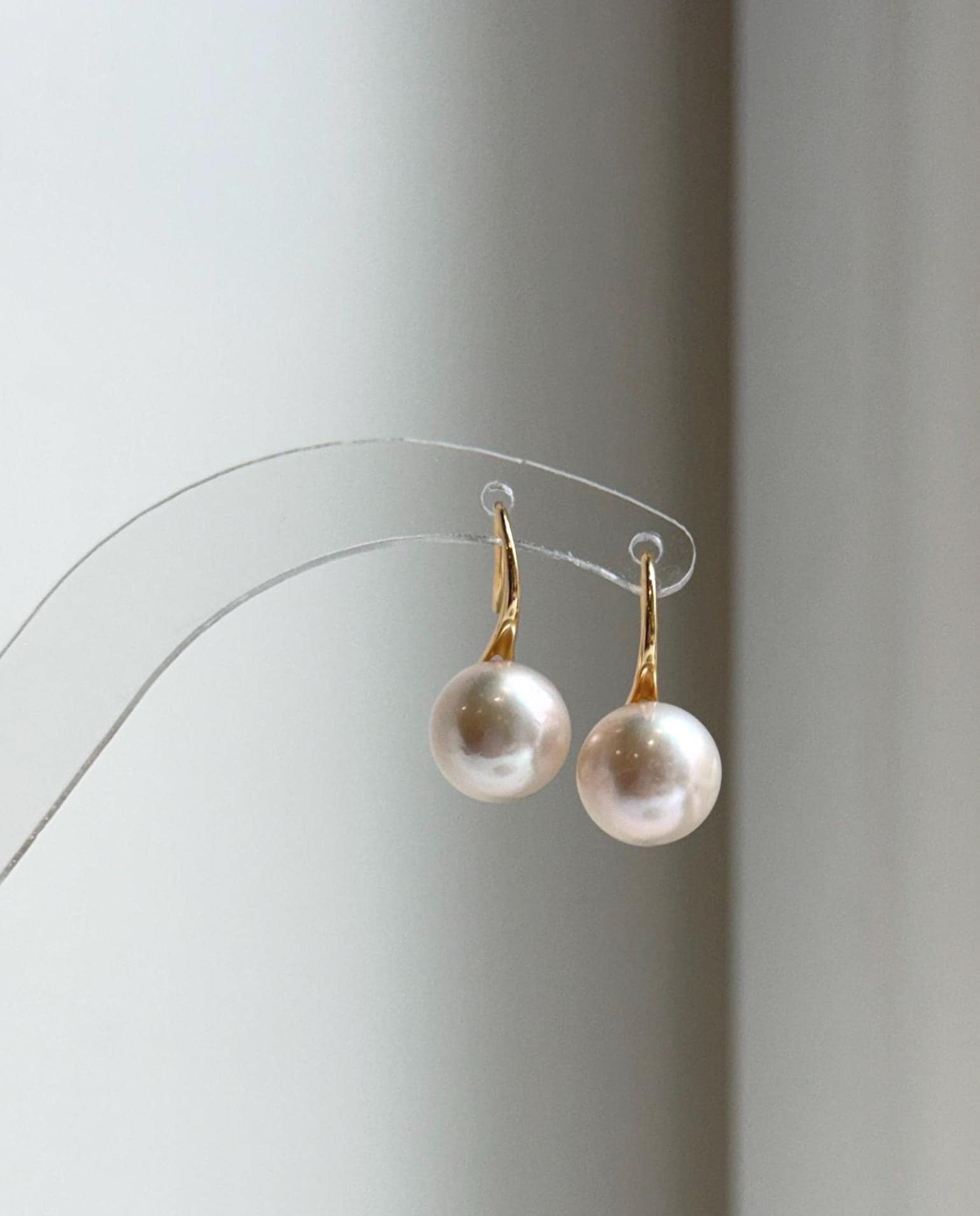 Elly’s 10.3mm Edison Light rose Pearls High-heel Earrings hooks: Extreme luster Mirrored, 1.9cm high, S925 silver Classic earrings hooks. high quality pearls earrings gift for her birthday