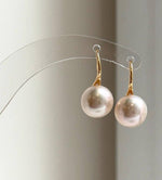 Elly’s 10.3mm Edison Light rose Pearls High-heel Earrings hooks: Extreme luster Mirrored, 1.9cm high, S925 silver Classic earrings hooks. high quality pearls earrings gift for her