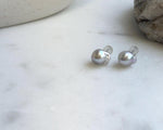 Elly’s 8.3x9.9mm Akoya ocean Tail pearls Earrings studs: Extreme luster mirrored, s925 silver earrings. Pearl jewelry idea. gift for her