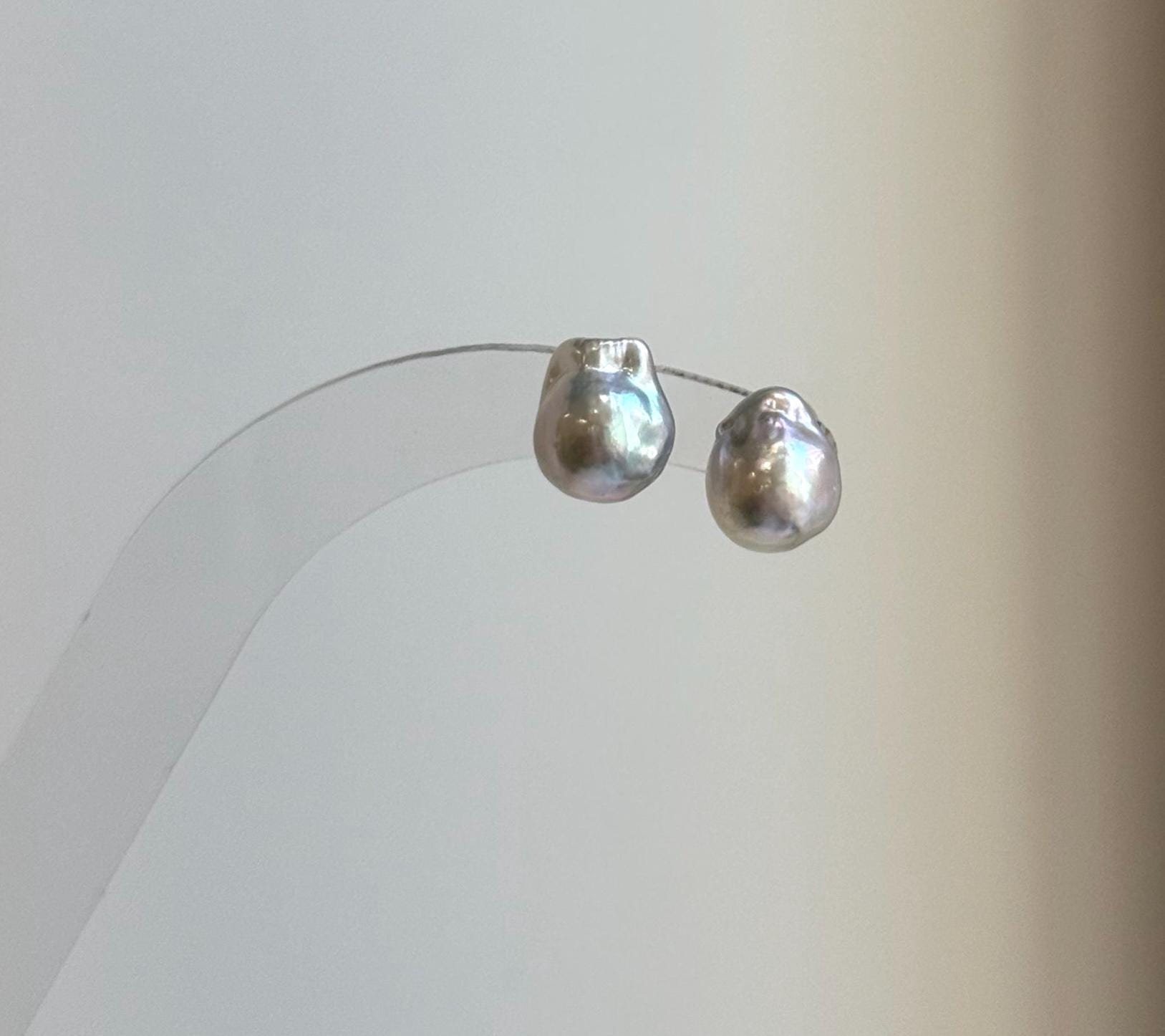 Elly’s 8.3x9.9mm Akoya ocean Tail pearls Earrings studs: Extreme luster mirrored, s925 silver earrings. Pearl jewelry idea. gift for her