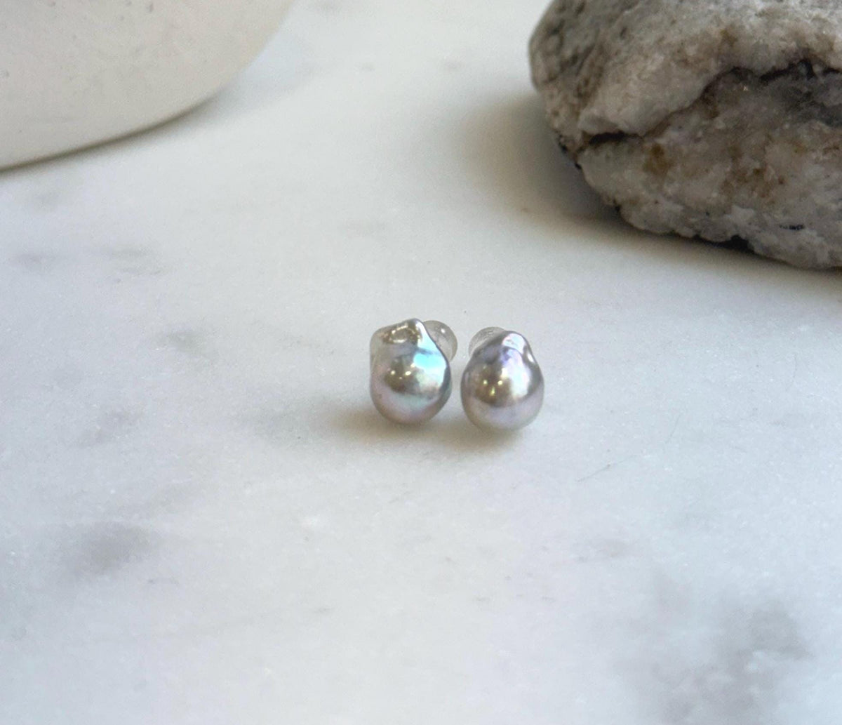 Elly’s 8.3x9.9mm Akoya ocean Tail pearls Earrings studs: Extreme luster mirrored, s925 silver earrings. Pearl jewelry idea. gift for her