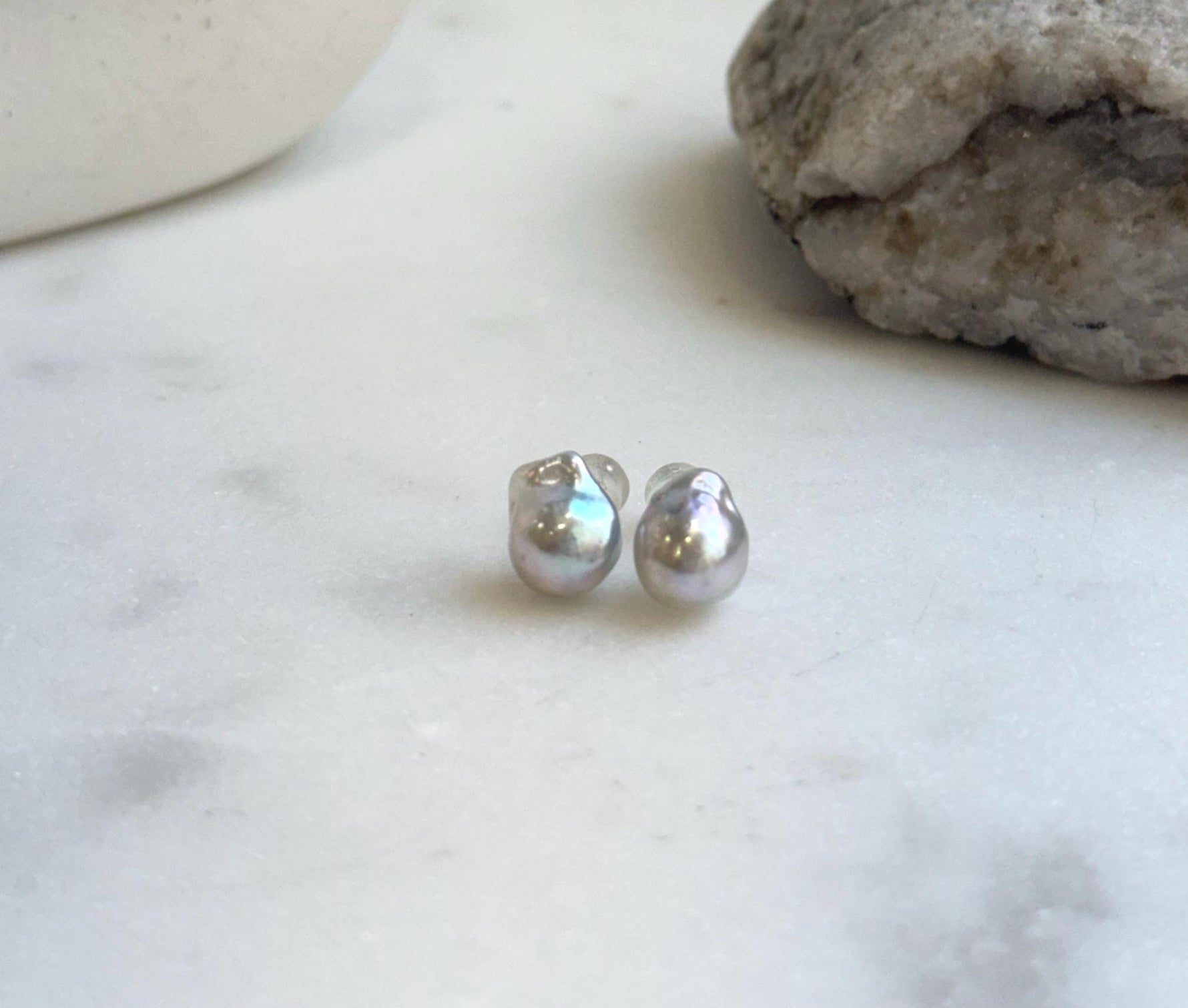Elly’s 8.3x9.9mm Akoya ocean Tail pearls Earrings studs: Extreme luster mirrored, s925 silver earrings. Pearl jewelry idea. gift for her